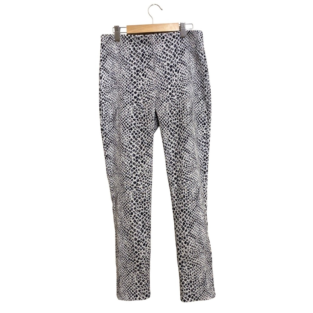 Fifteen Twenty Womens Snake Print Slim Leg Ankle Pants Black White Size S